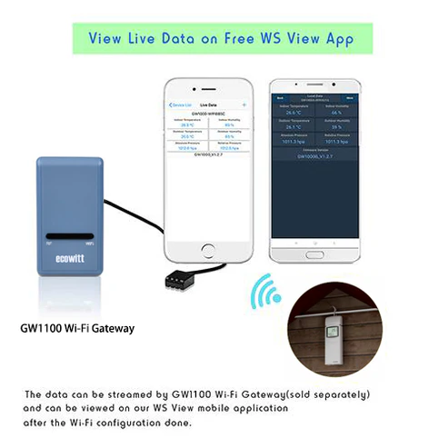 WN32 Outdoor Temperature and Humidity Sensor, Single-Channel Thermo-hygrometer for Outdoor data - Gambar 5