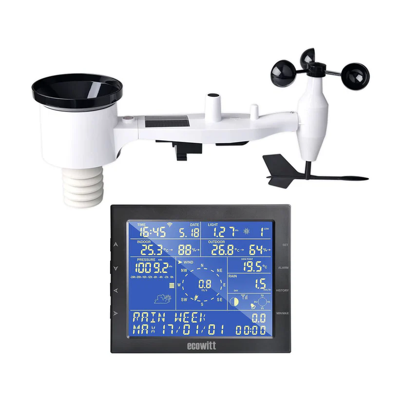WS2320 Wi-Fi Weather Station 7LCD Display with Wireless Solar Powered 7-in-1 Weather Sensor with PC-Software and Database (Windows)
