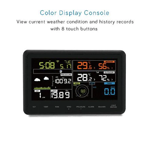 WS2910 Professional Digital Wi-Fi Weather Station 6.8" Color Display with Solar Powered 7-in-1 Outdoor Sensor Array - Gambar 7