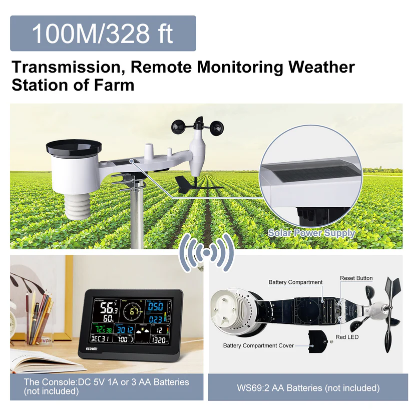 WS3800 / WS3900 Wi-Fi Weather Station with 7.5 LCD Display and 7-in-1 Outdoor Sensor Array - Gambar 7
