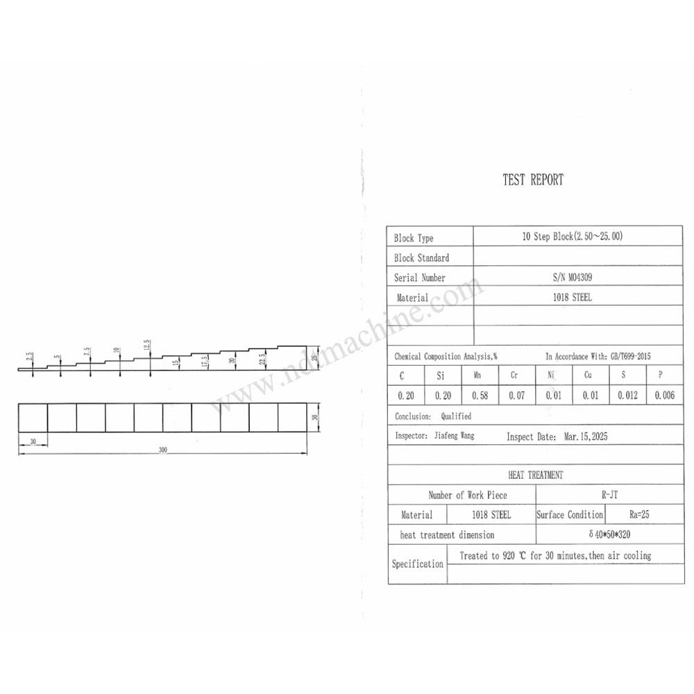 10 langkah blok-2.5-25mm-karbon-30*30mm | Calibration Block NDT MACHINE - Gambar 2