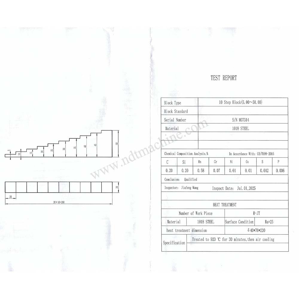10 langkah blok-5-50mm-karbon-20*20mm | Calibration Block NDT MACHINE - Gambar 3