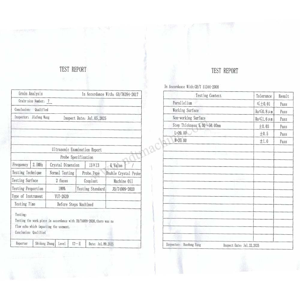 10 langkah blok-5-50mm-karbon-20*20mm | Calibration Block NDT MACHINE - Gambar 2