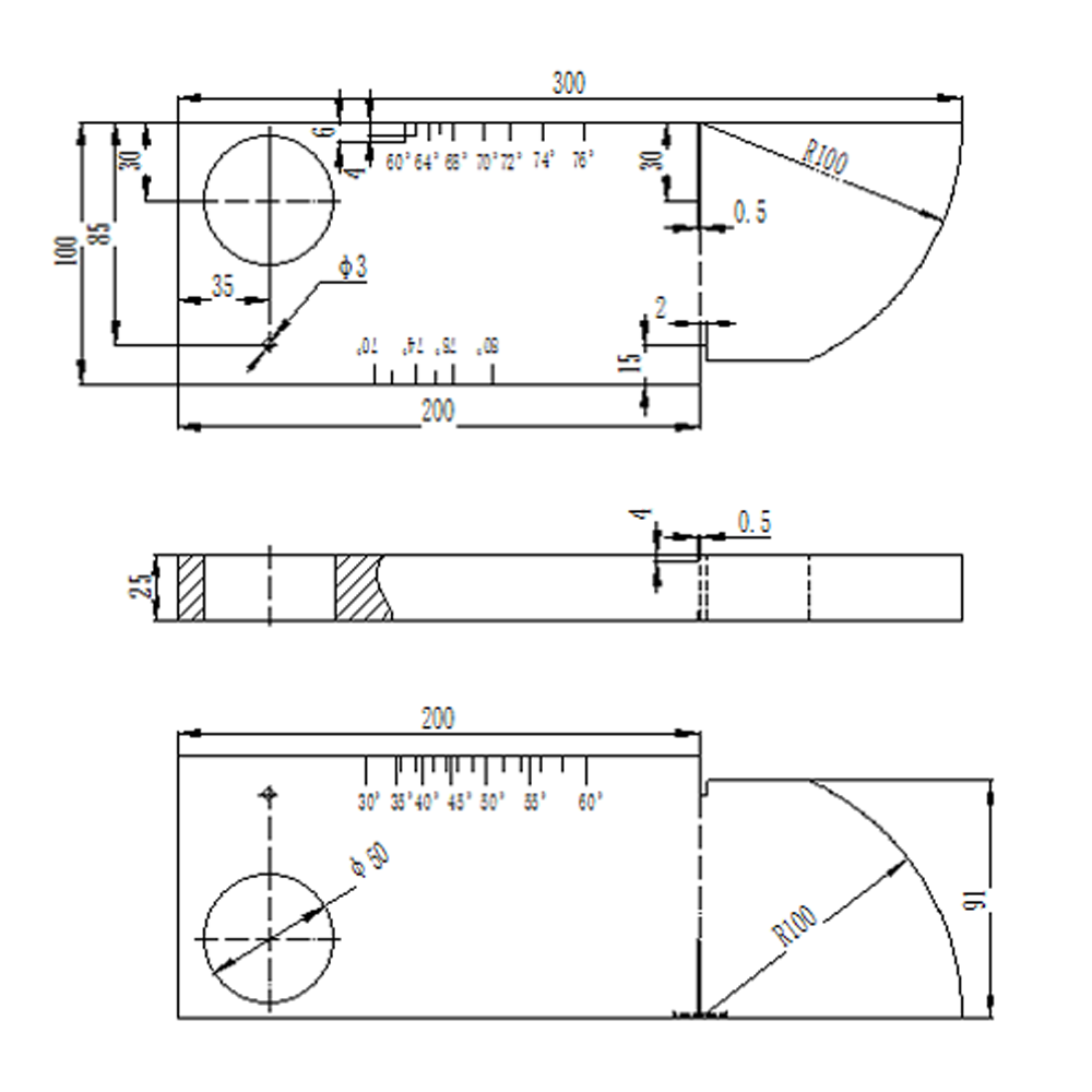 IIW (V1) Block-ISO2400-2012 (E) -Staight Groove-φ3mm-Carbon Steel | Calibration Block NDT Machine - Gambar 2