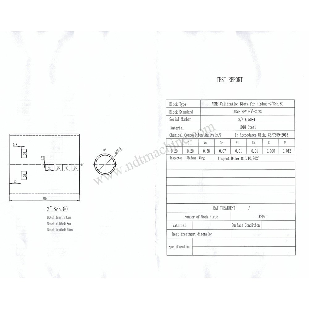 Blok Kalibrasi ASME untuk Perpipaan 2″ SCH80 | Calibration Block NDT Machine - Gambar 2