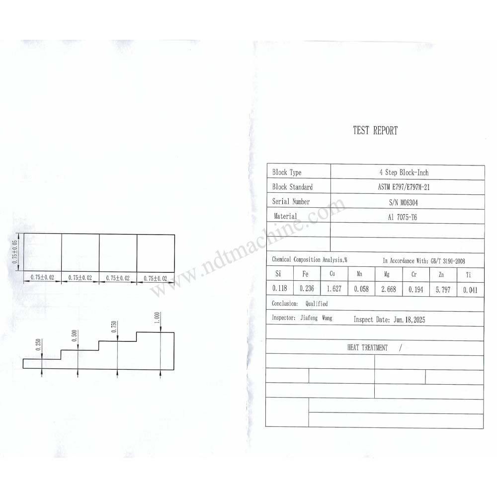 4 Langkah Blok-0.250 ″ /0.500 ″ /0.750 ″ /1.000 ″ -7075#Aluminium-0.75 ″*0,75 ″ | Calibration Block NDT Machine - Gambar 2