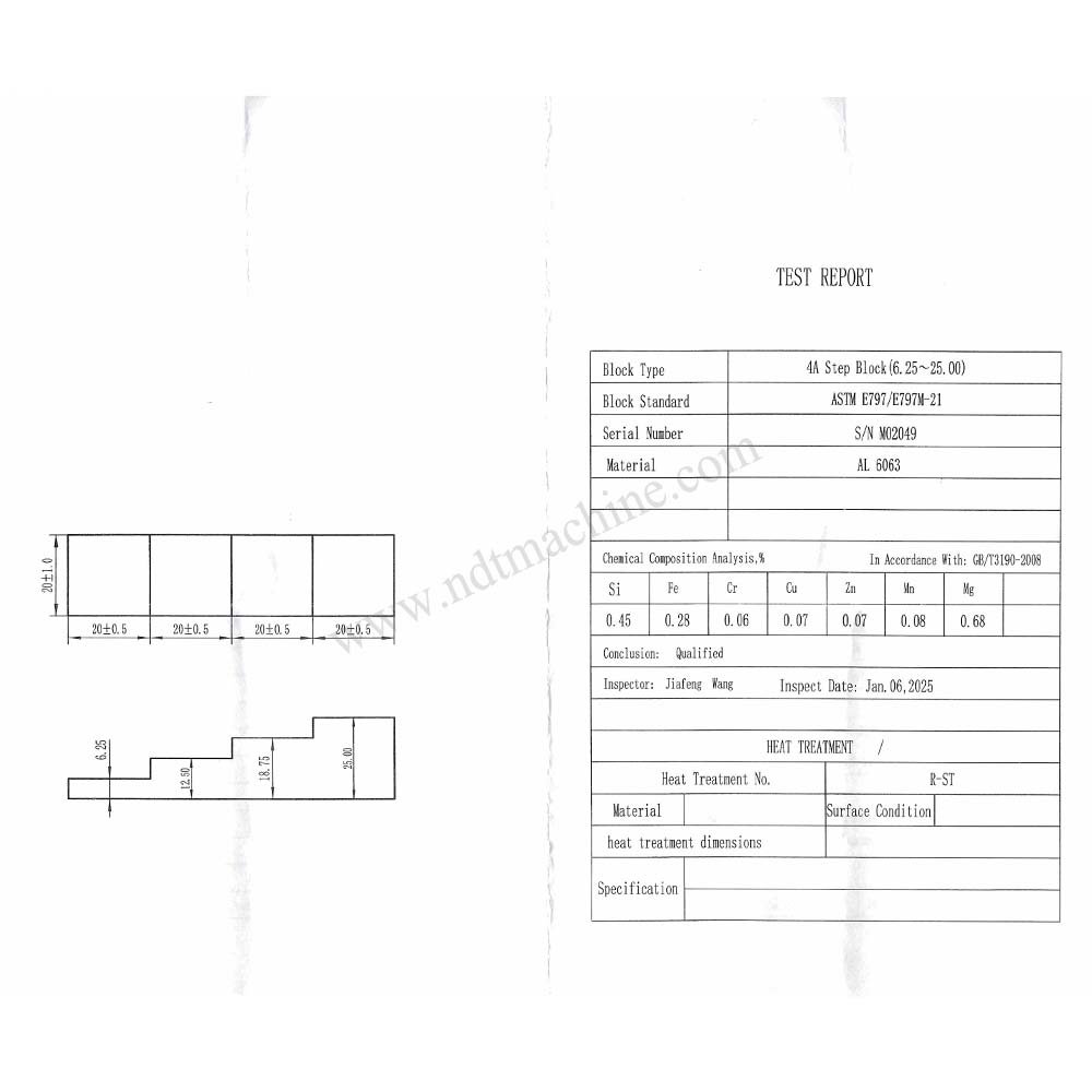 4 langkah blok-6.25/12.5/18.75/25mm-6063#aluminium-20mm*20mm | Calibration Block NDT Machine - Gambar 3
