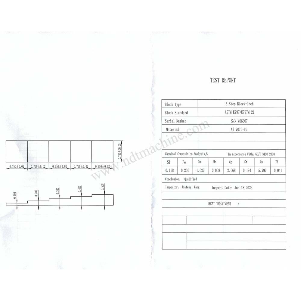 5 langkah blok-0.100 ″ /0.200 ″ /0.300 ″ /0.400 ″ /0.500 ″ -7075#Aluminium-0.75 ″*0,75 ″ NDT Machine - Gambar 3
