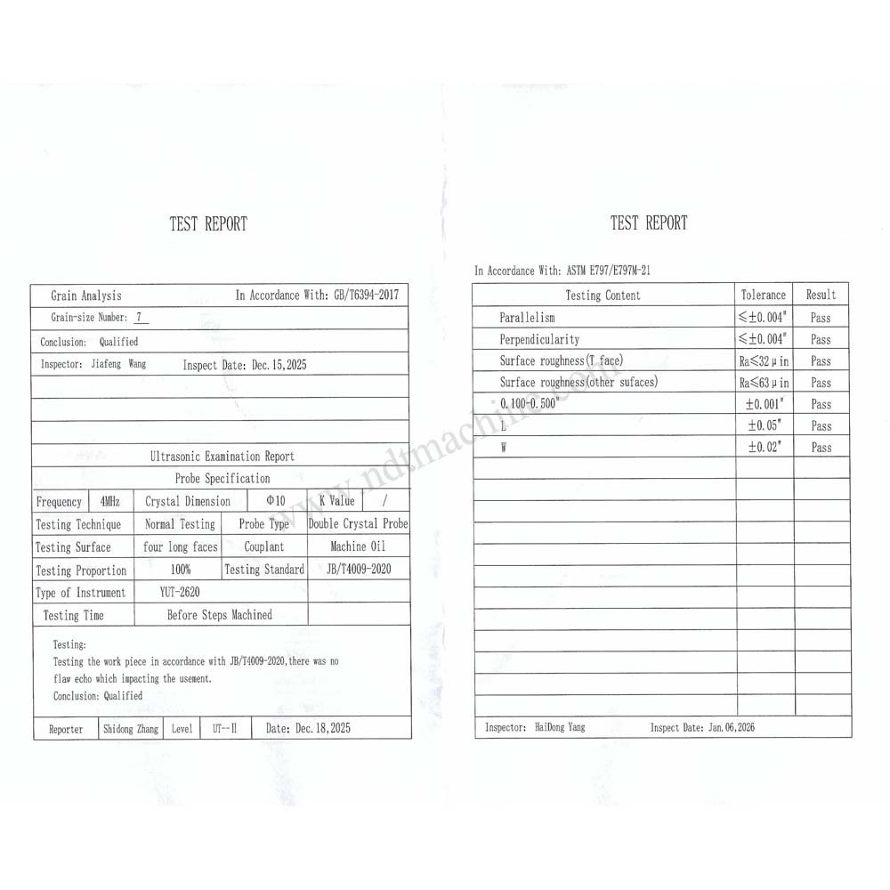 Blok 5 Langkah-0,100″/0,200″/0,300″/0,400″/0,500″-Baja Karbon-0,75″*0,75″ | Calibration Block NDT Machine - Gambar 2