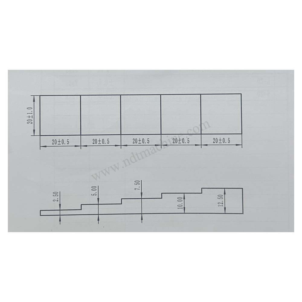 5 langkah blok-2.5/5/7.5/10/12.5mm-karbon-20*20mm | Calibration Block NDT Machine - Gambar 2
