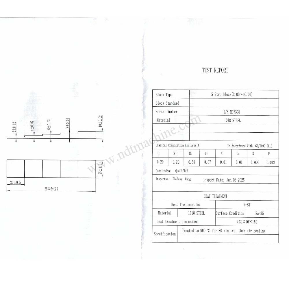 5 langkah blok-2/4/6/8/10mm-karbon-karbon-25mm*25mm | Calibration Block NDT Machine - Gambar 3