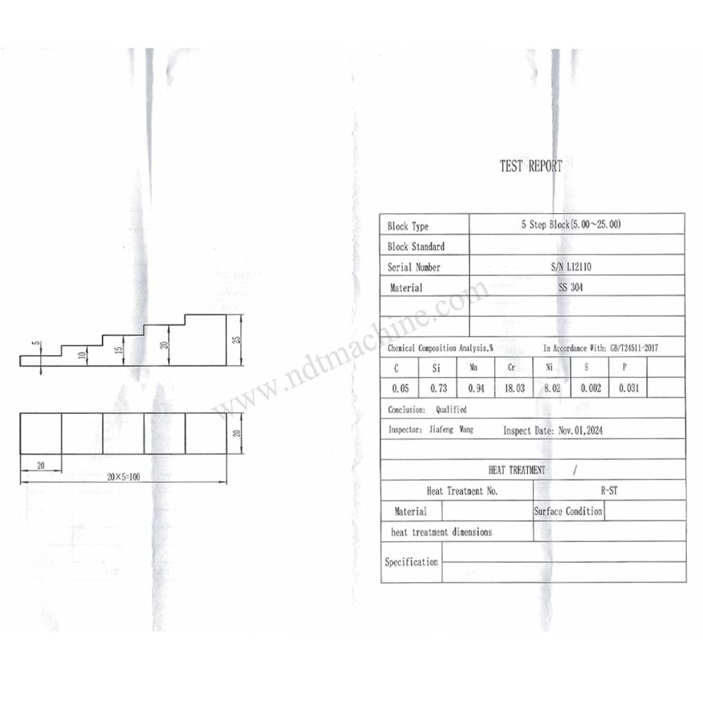 5 Langkah Blok-5/10/15/20/25mm-304#Stainless Steel-20*20mm | Calibration Block NDT Machine - Gambar 2