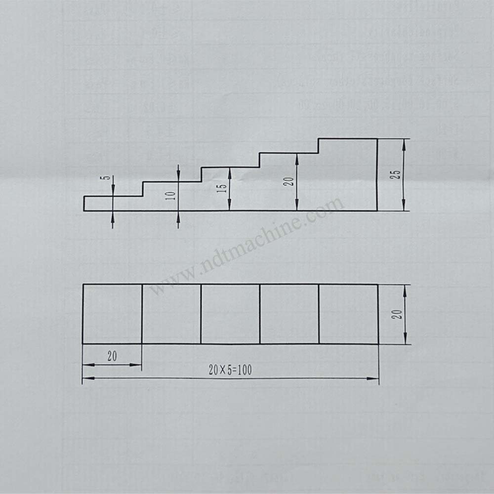 5 Langkah Blok-5/10/15/20/25mm-Karbon-20 Baja*20mm | Calibration Block NDT Machine - Gambar 2