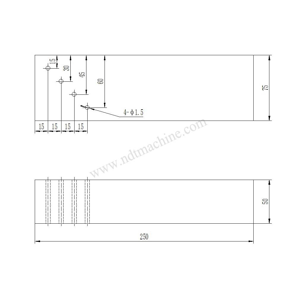DAC Test Block-25*50*200mm(4 holes,φ1.5mm)-Carbon Steel NDT Machine - Gambar 2