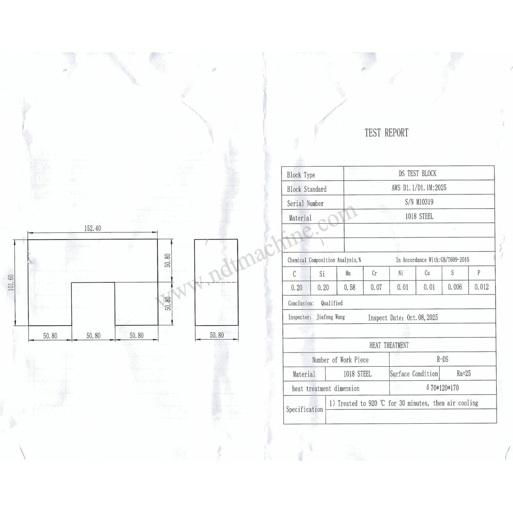 Blok Uji DS-Metrik-Baja Karbon-AWS D1.1/D1.1 M-2025 | Calibration Block NDT Machine - Gambar 2