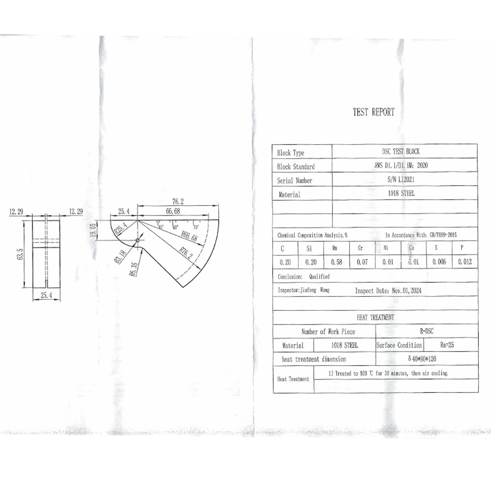 Tes DSC Block-Metric-Carbon-AWS-AWS D1.1/D1.1 M-2020 | Calibration Block NDT Machine - Gambar 2