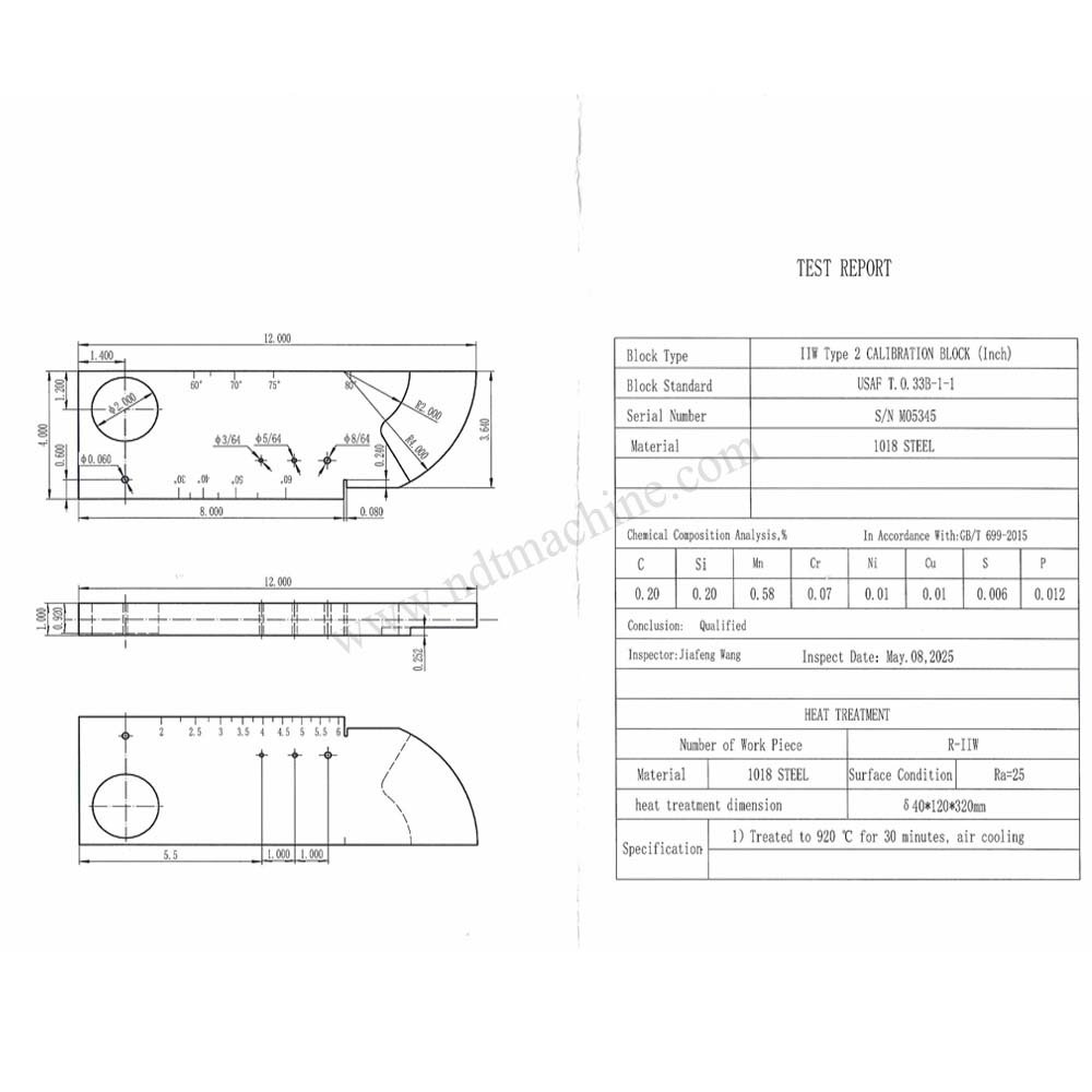 IIW Tipe 2 Block-USAF T.0.33B-1-1-Inch-Carbon Steel | Calibration Block NDT Machine - Gambar 3