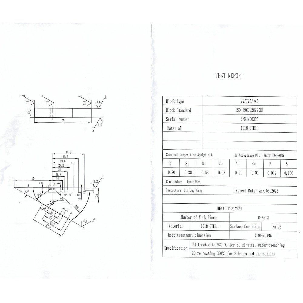 IIW2 (V2) Blok-T25mm-Lubang φ5mm-karbon baja-ISO7963-2022 (e) | Calibration Block NDT Machine - Gambar 2