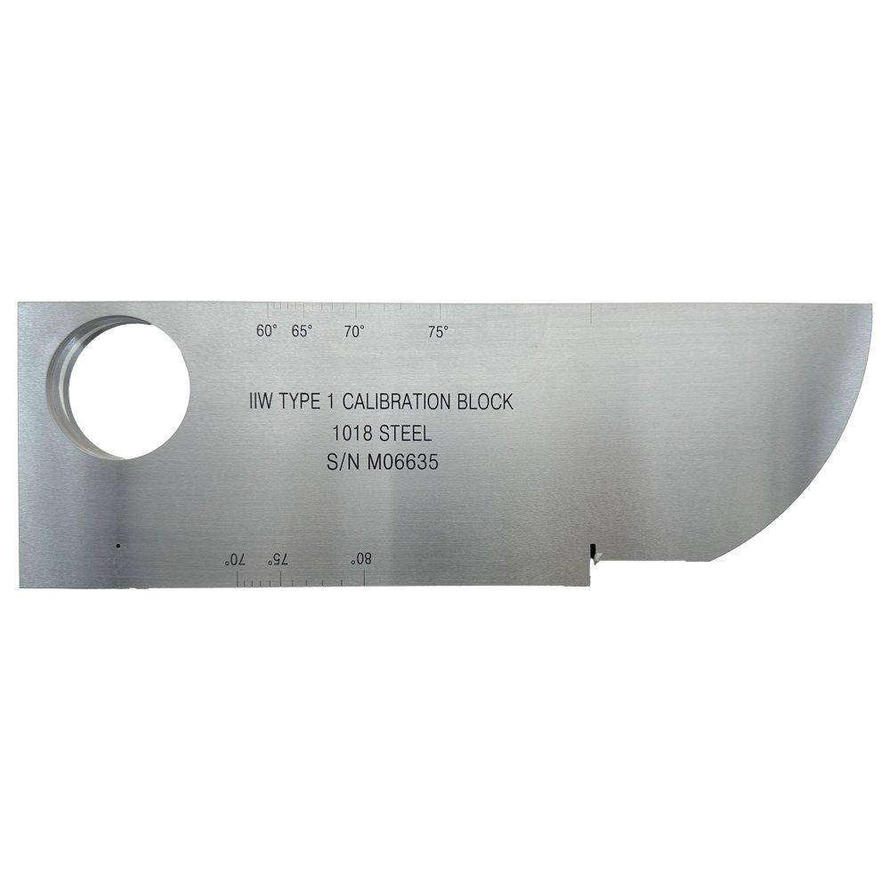 IIW (V1) Block-ATTM E164-24 IIW Tipe 1-Metrik-Karbon Baja | Calibration Block NDT Machine