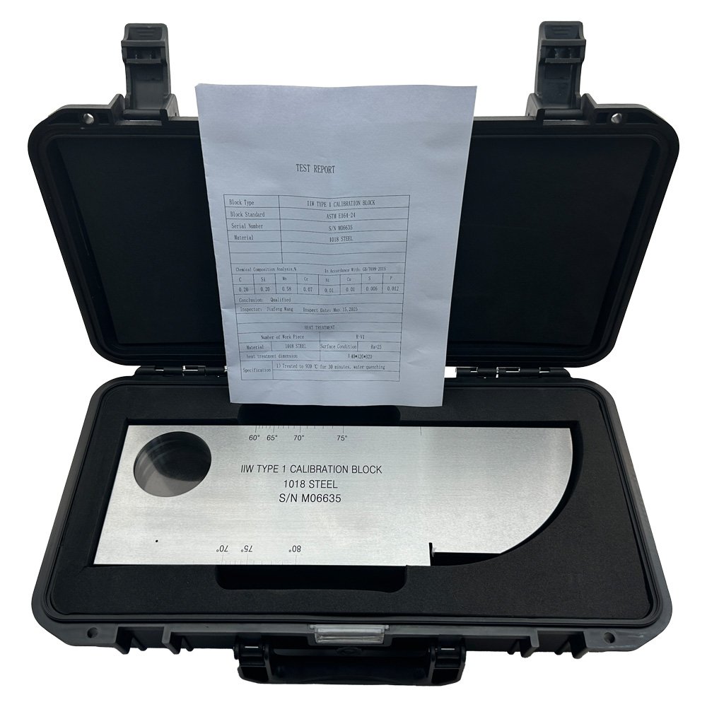 IIW (V1) Block-ATTM E164-24 IIW Tipe 1-Metrik-Karbon Baja | Calibration Block NDT Machine - Gambar 4