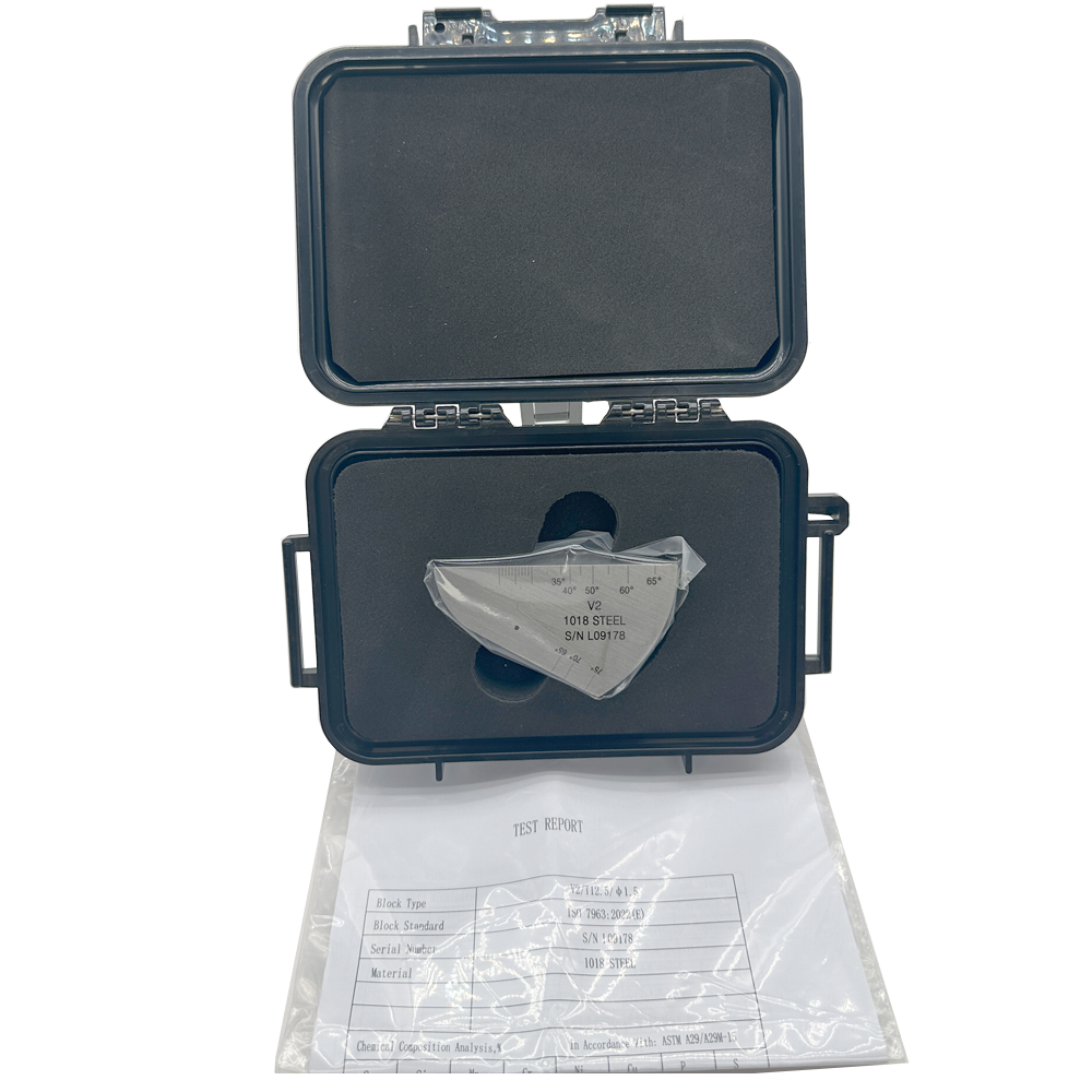 Iiw2 (v2) block-t12.5mm-hole φ1.5mm-karbon-karbon-iso7963-2022 (e) | Calibration Block NDT Machine - Gambar 4