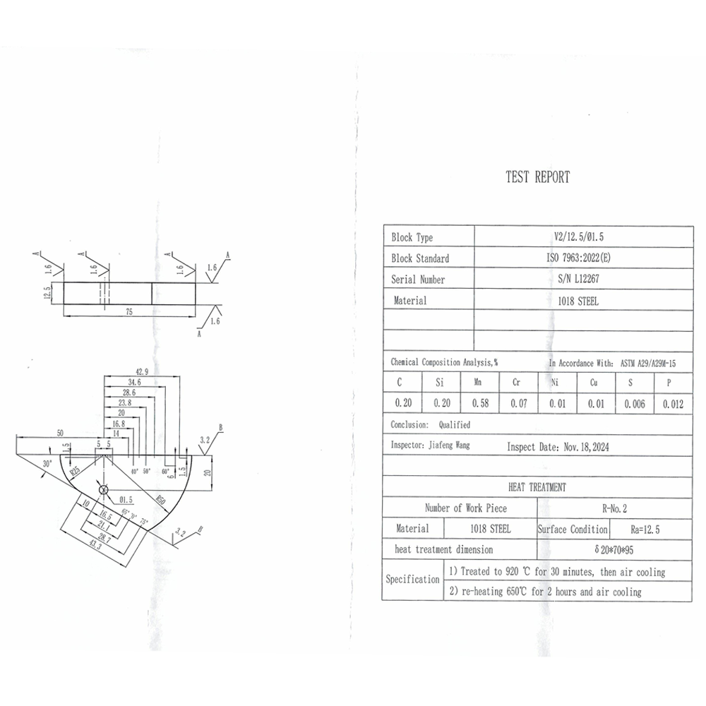 Iiw2 (v2) block-t12.5mm-hole φ1.5mm-karbon-karbon-iso7963-2022 (e) | Calibration Block NDT Machine - Gambar 3