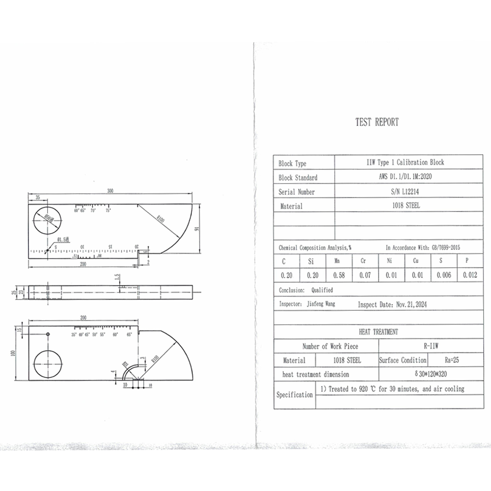 IIW (V1) Block-AWS D1.1/D1.1M-2020-Metrik-Karbon Baja | Calibration Block NDT Machine - Gambar 2