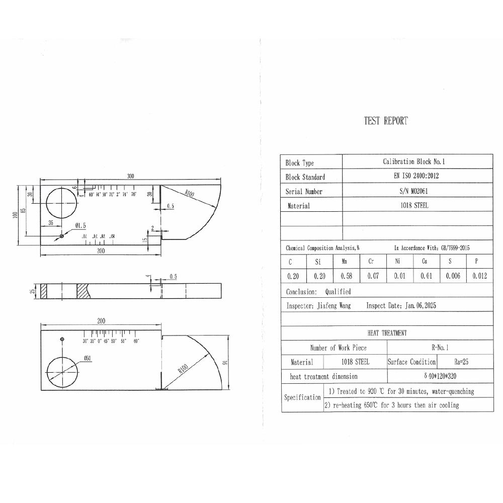 IIW (V1) Block-ISO2400-2012 (E) -Straight Groove-φ1.5mm-Carbon Steel | Calibration Block NDT Machine - Gambar 2