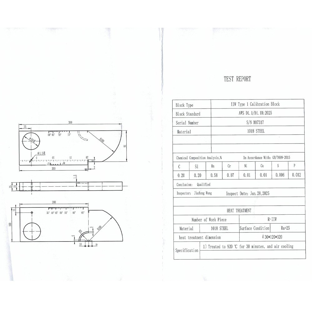 IIW (V1) Block-AWS D1.1/D1.1M-2025-Metrik-Karbon Baja | Calibration Block NDT Machine - Gambar 3