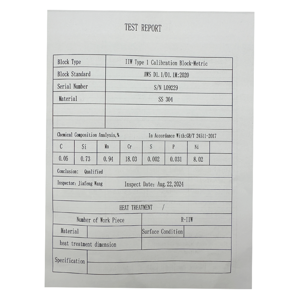 IIW (V1) Block-Aws D1.1/D1.1M-2020-Metrik-304# Stainless Steel | Calibration Block NDT Machine - Gambar 3