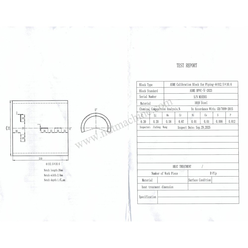 ASME Calibration Block for Piping-φ112.5*10.6*210mm/slot deep 1.0 NDT Machine - Gambar 3