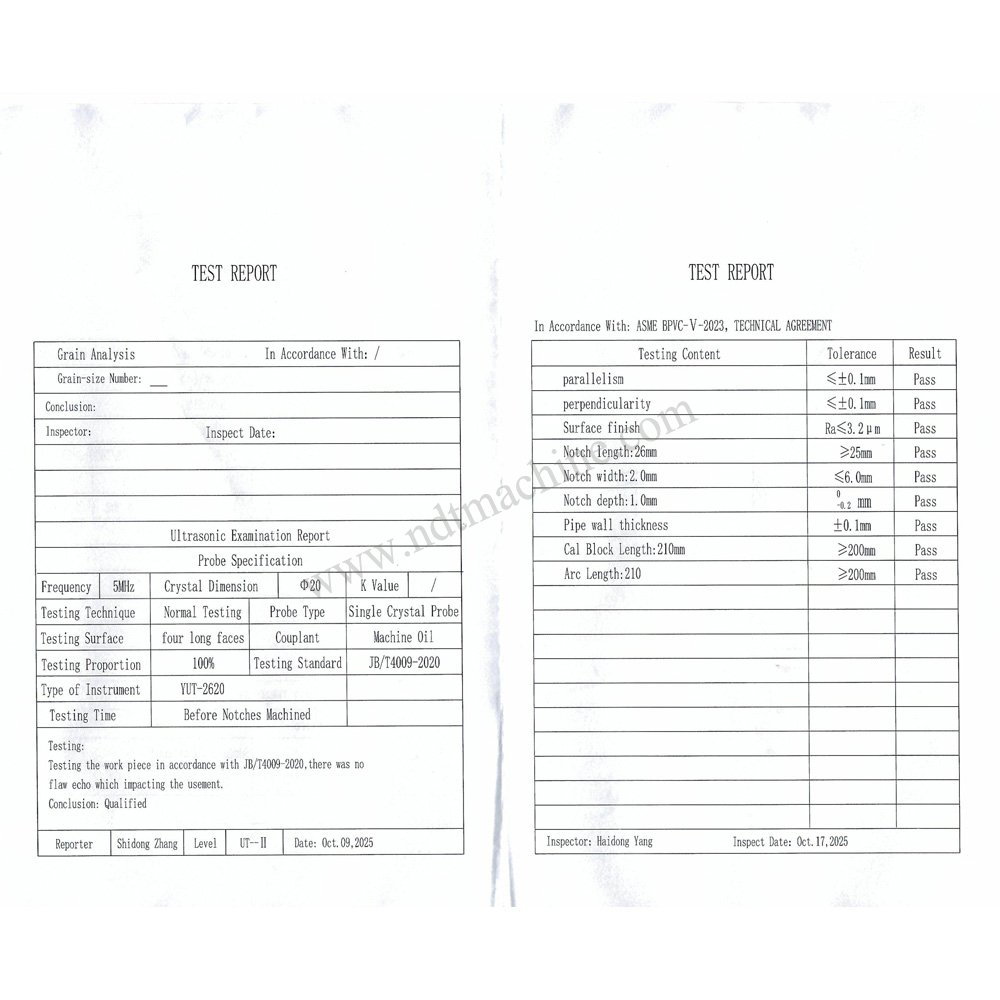 ASME Calibration Block for Piping-φ112.5*10.6*210mm/slot deep 1.0 NDT Machine - Gambar 2