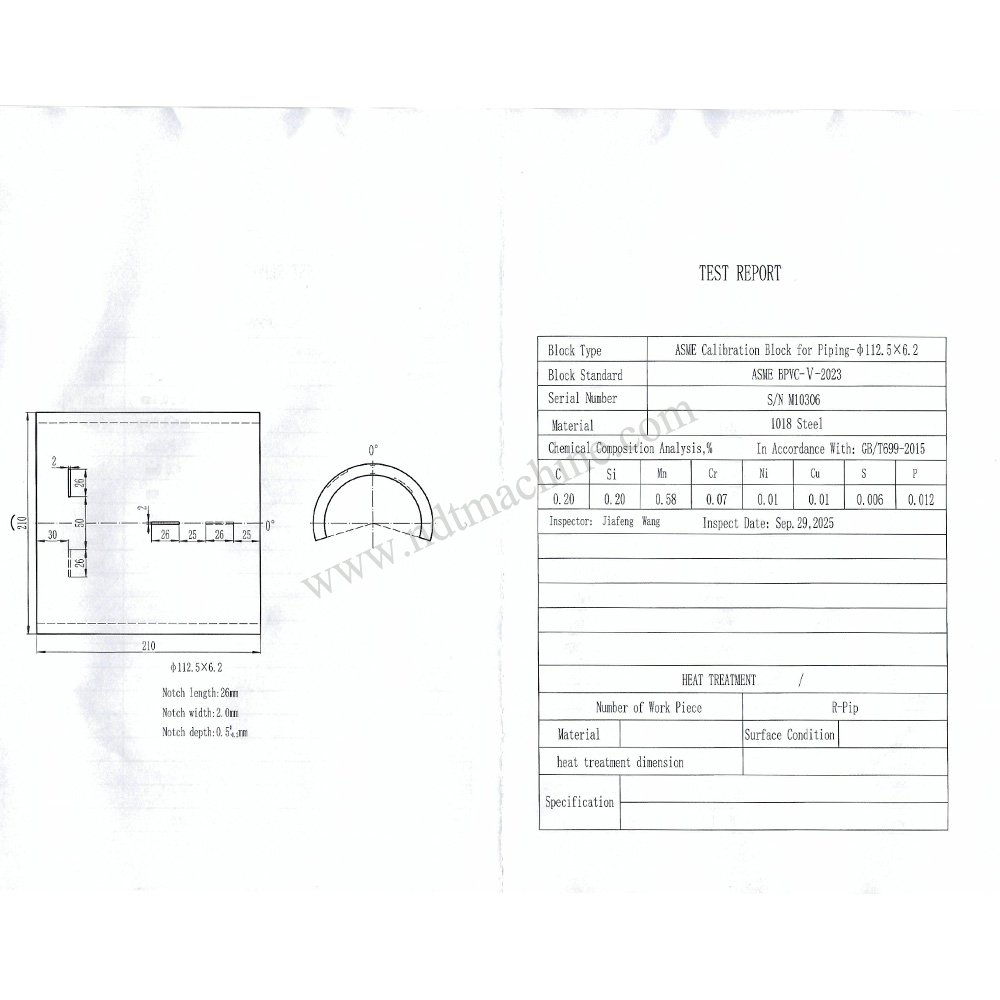 ASME Calibration Block for Piping-φ112.5*6.2*210mm/slot deep 0.5 NDT Machine - Gambar 2