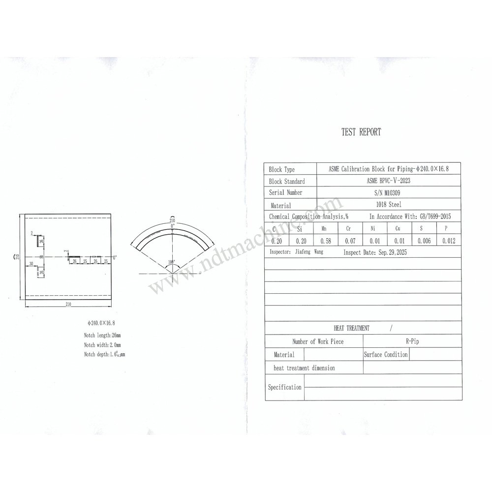 ASME Calibration Block for Piping-φ240.0*16.8*210mm/slot deep 1.6 NDT Machine - Gambar 2