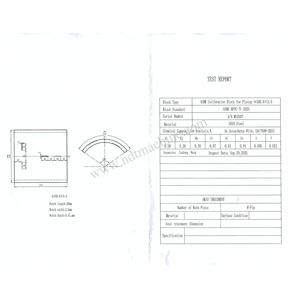 ASME Calibration Block for Piping-φ240.0*5.0*210mm/slot deep 0.4 NDT Machine - Gambar 3