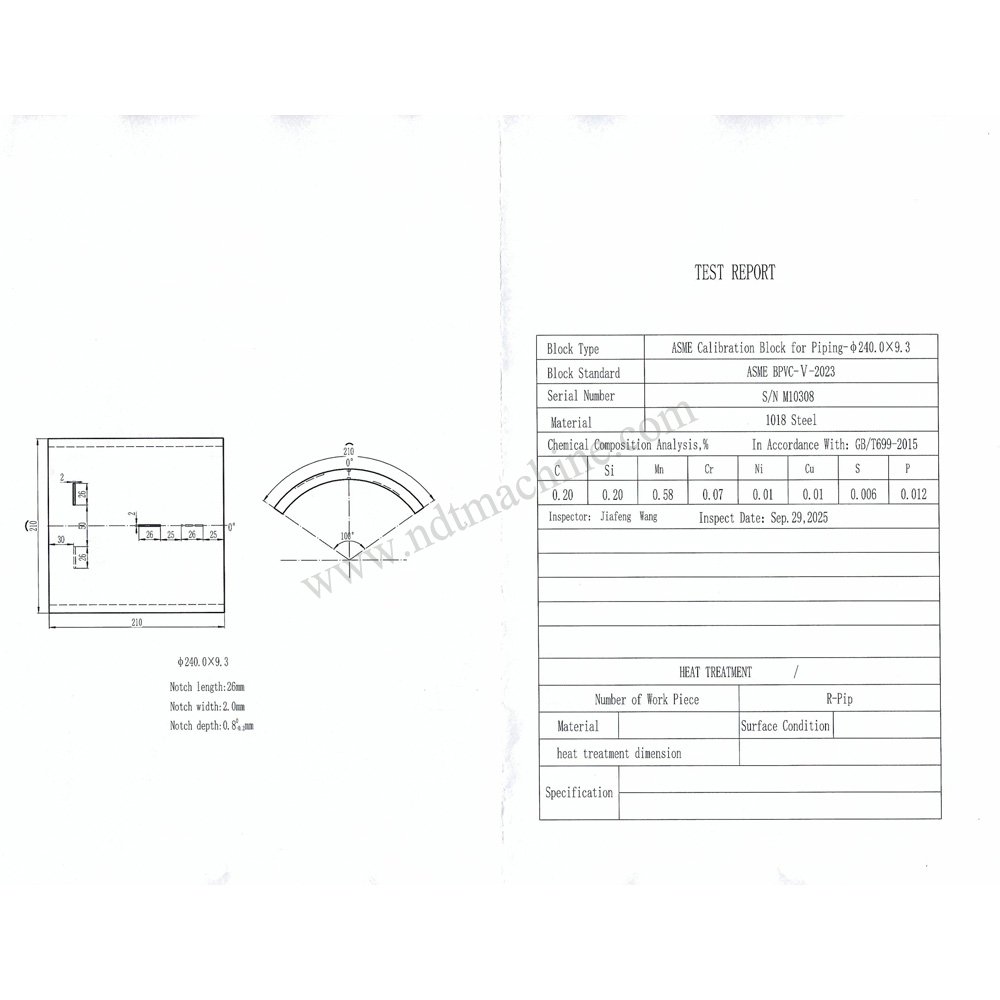 ASME Calibration Block for Piping-φ240.0*9.3*210mm/slot deep 0.8 NDT Machine - Gambar 2