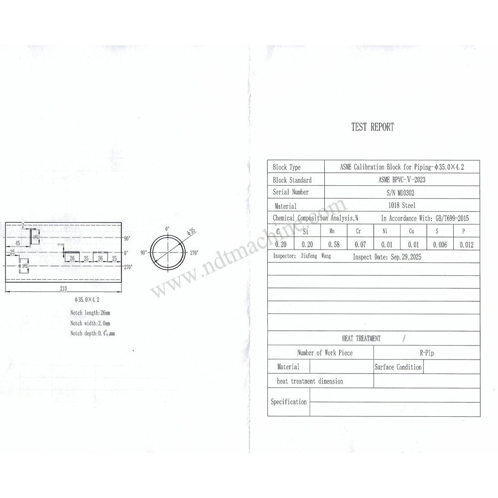 ASME Calibration Block for Piping-φ35.0*4.2*210mm/slot deep 0.4 NDT Machine - Gambar 2