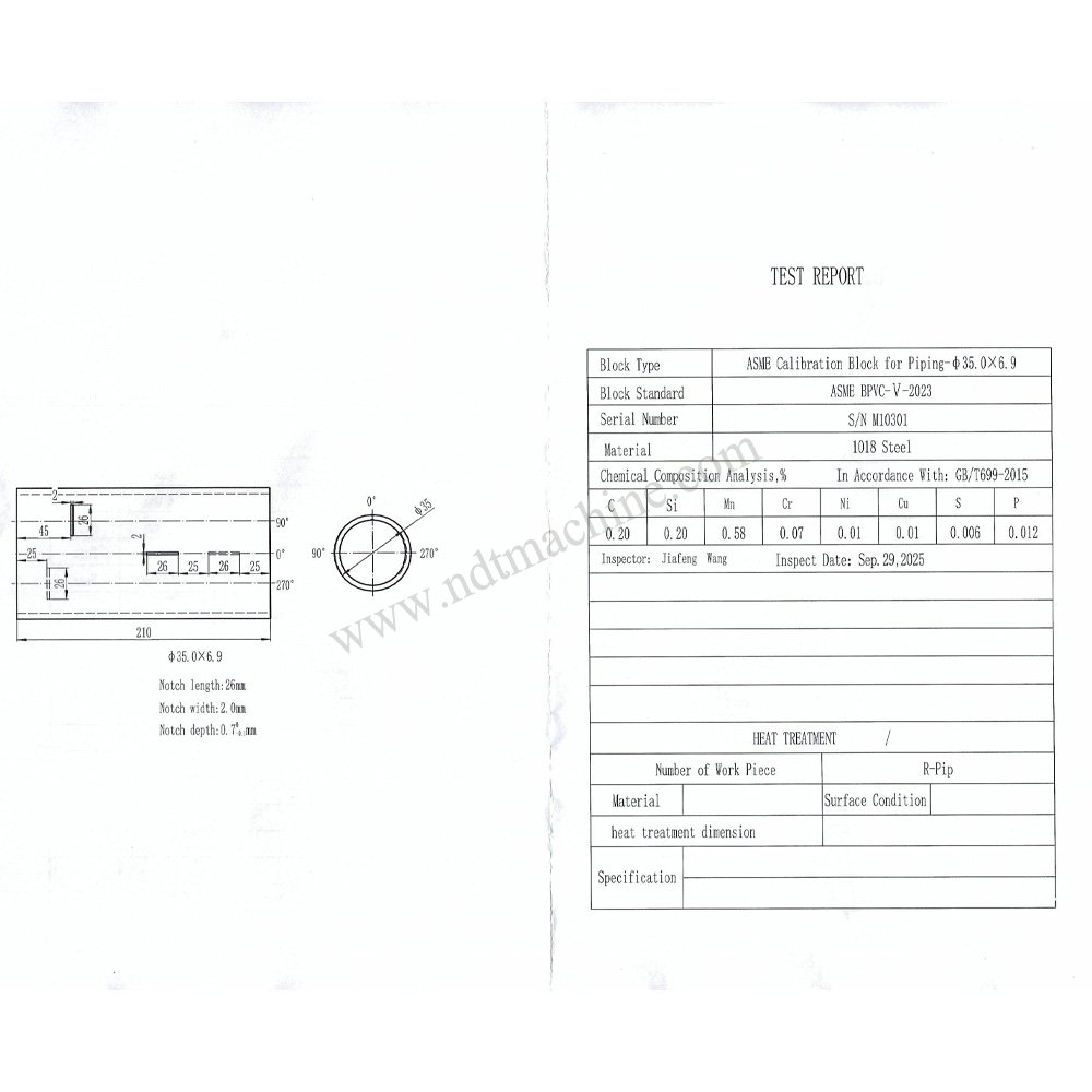 ASME Calibration Block for Piping-φ35.0*6.9*210mm/slot deep 0.7 NDT Machine - Gambar 2