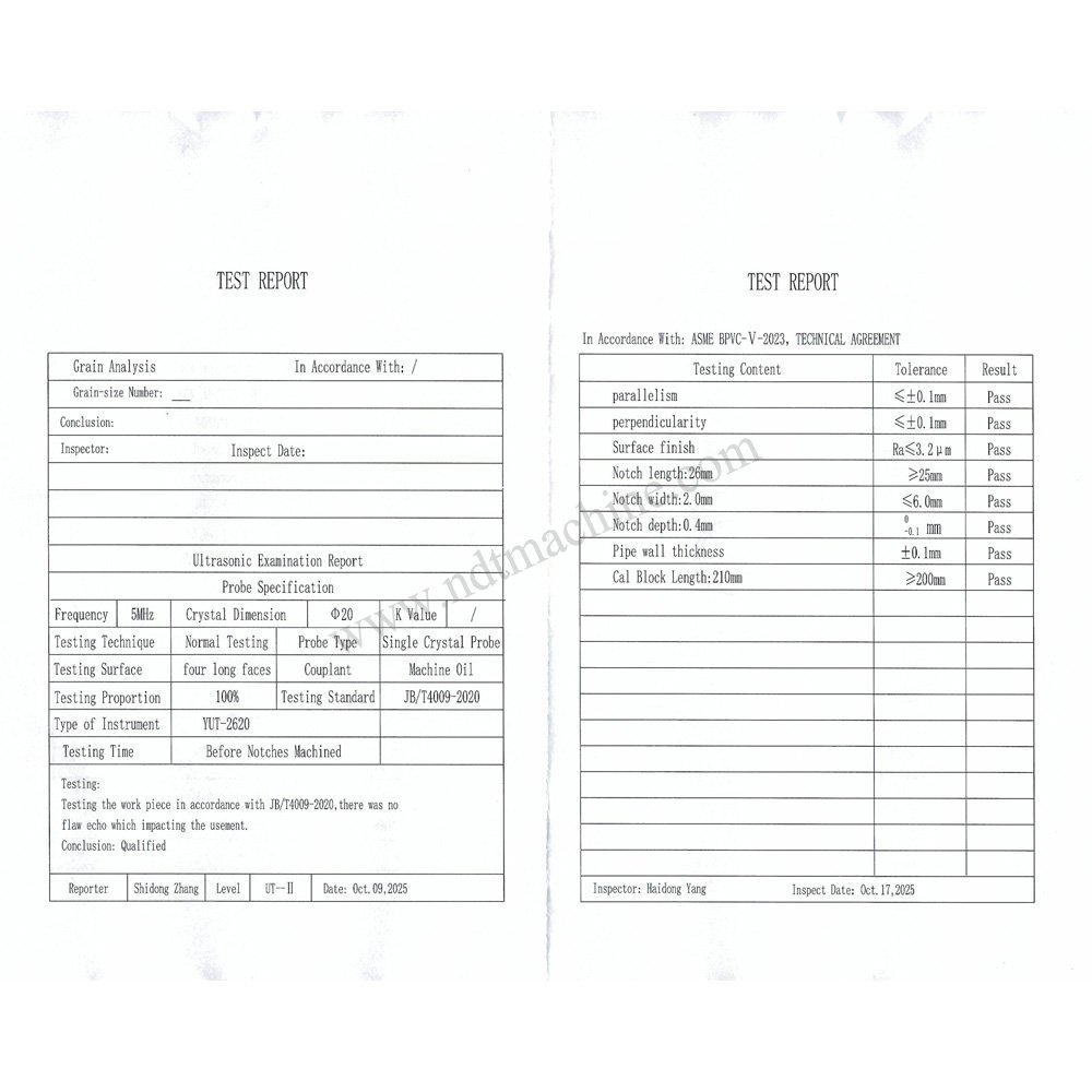 ASME Calibration Block for Piping-φ64.0*4.8*210mm/slot deep 0.4 NDT Machine - Gambar 3