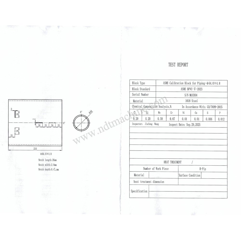 ASME Calibration Block for Piping-φ64.0*4.8*210mm/slot deep 0.4 NDT Machine - Gambar 2