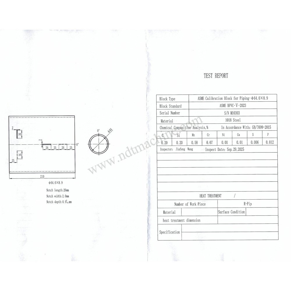 ASME Calibration Block for Piping-φ64.0*8.9*210mm/slot deep 0.9 NDT Machine - Gambar 3