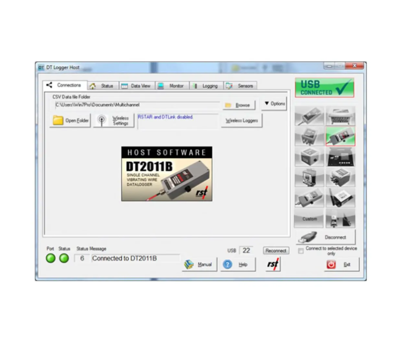Software Monitoring Data Vibrating Wire Sensor & Thermistor RST INSTRUMENTS